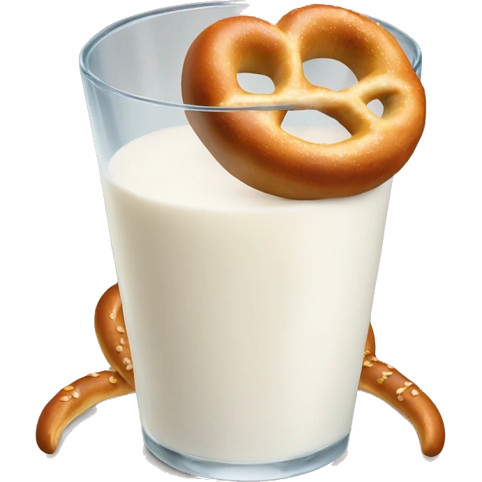 A glass of milk with a pretzel emoji