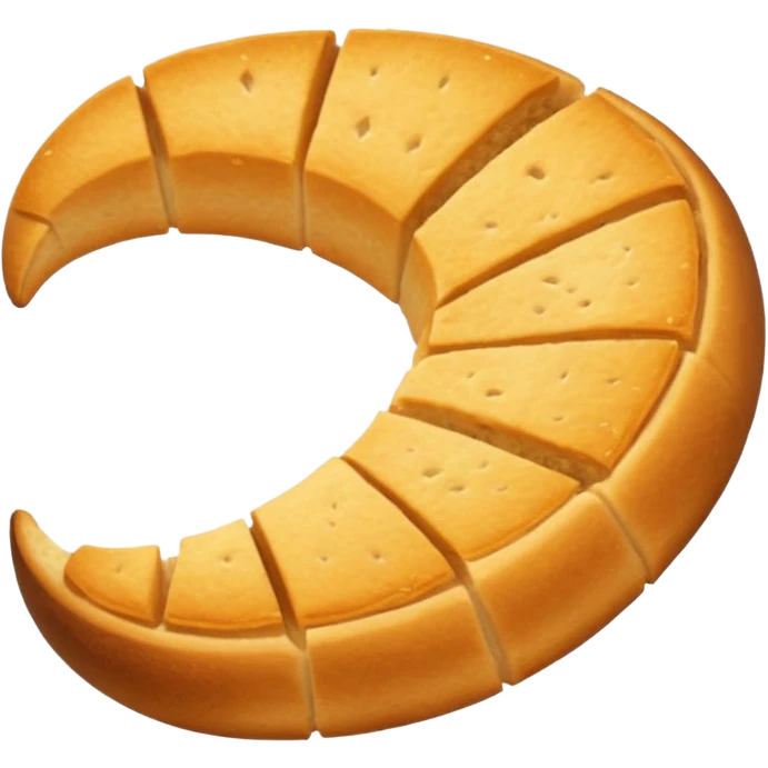 elongated  crescent-shaped crescent moon crouton without a face emoji