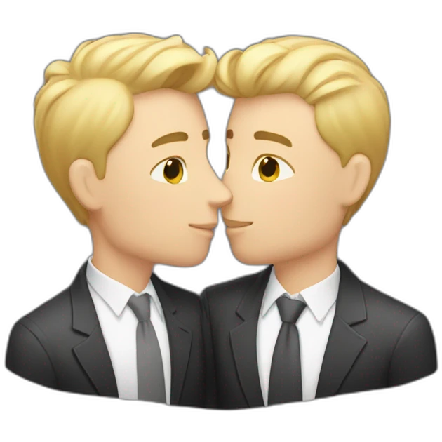 White Gay couple kissing medium hair emoji