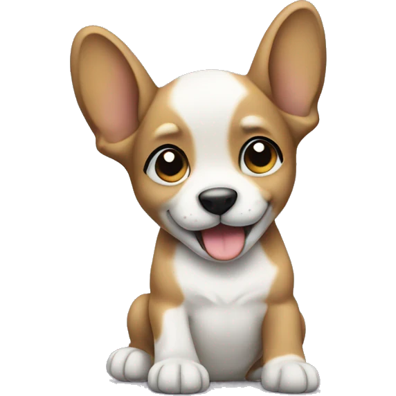 Puppy doing the peace sign emoji