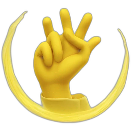 Cercle jaune avec main forme coeur emoji