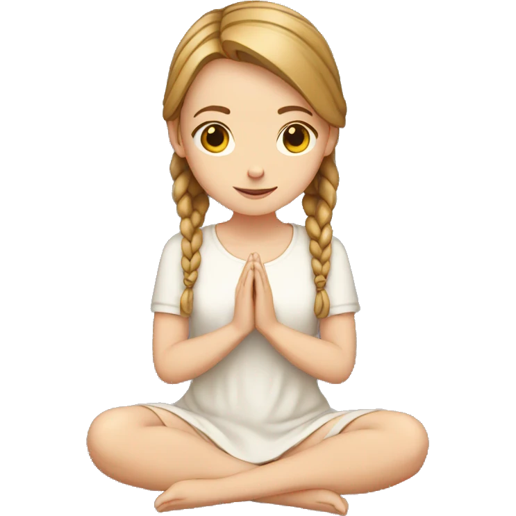 white girl with light brown braids praying on knees  emoji