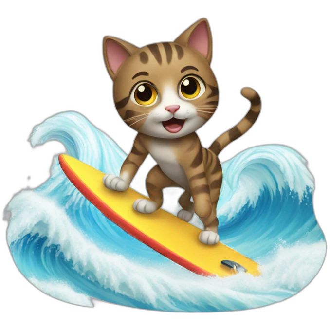 Cat surfing emoji