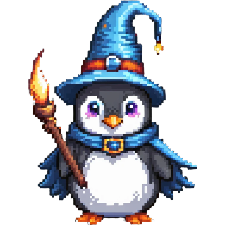 penguin wizard casting a spell emoji