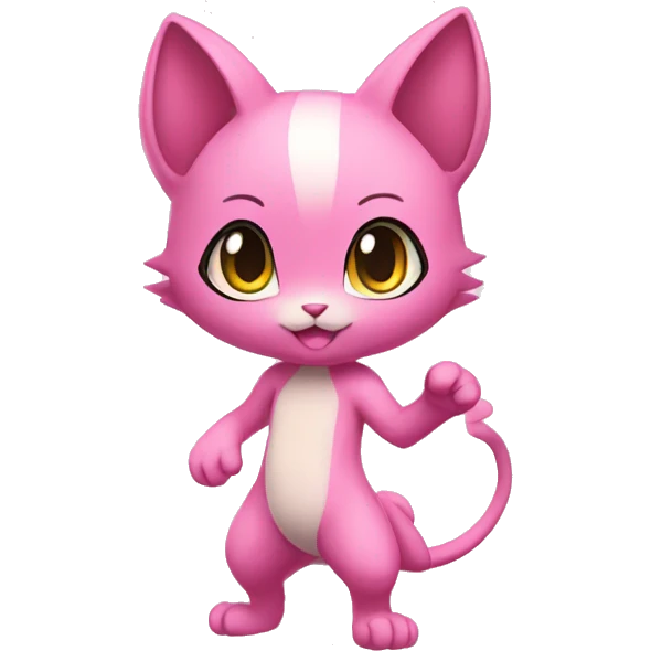 Pink Chibi Anthro Mew-Pokémon full body emoji