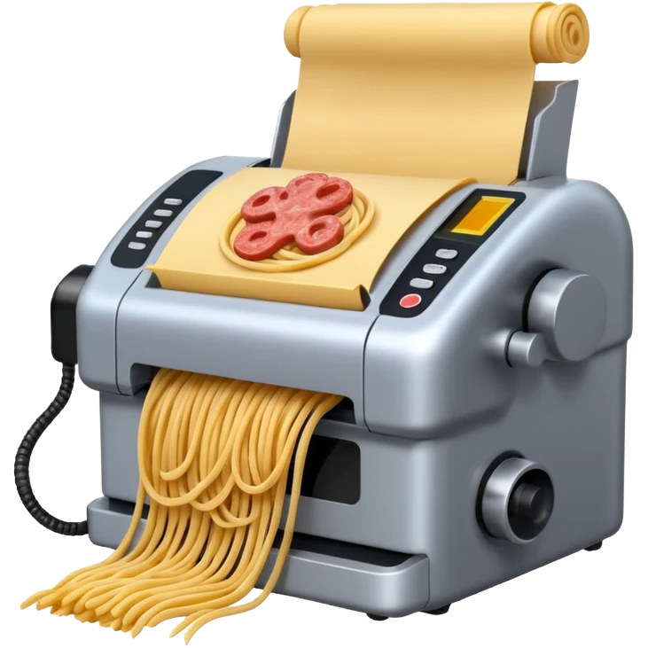 fax machine made of spam meat with spaghetti coming out emoji