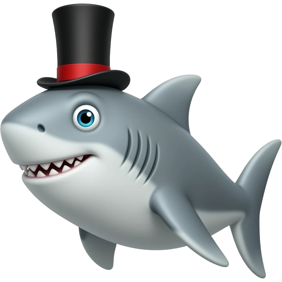 Shark with a top hat emoji