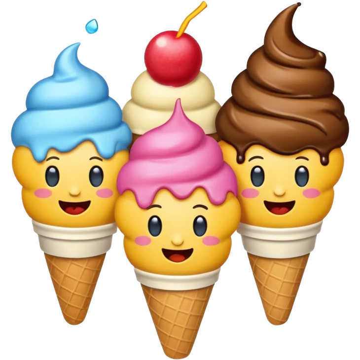 Emojis eating ice cream emoji