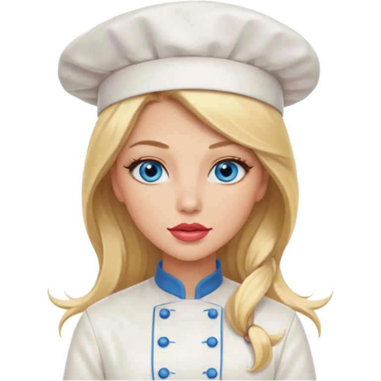 Beautiful, sexy,  long blonde hair, blue eyed, full lips female chef emoji