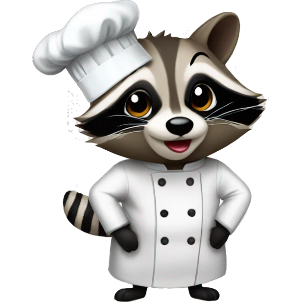 Raccoon dressed as chef giving a chefs kiss emoji