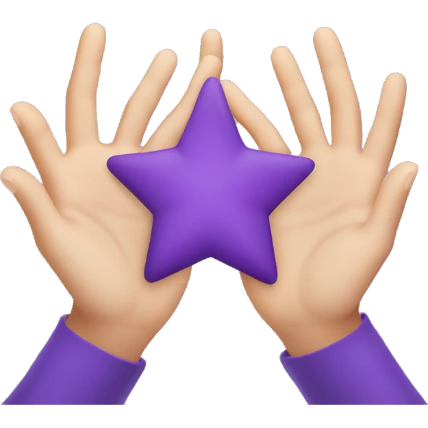 5 hands together shaping a star. Use purple emoji
