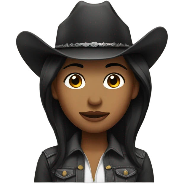 a cowgirl with black straight hair emoji