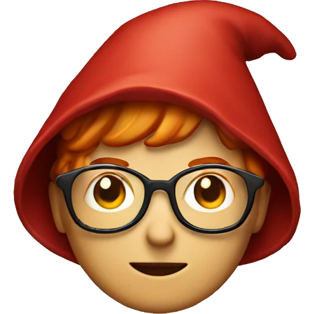 ginger lady with glasses and a red hood with a wizard hat on top emoji