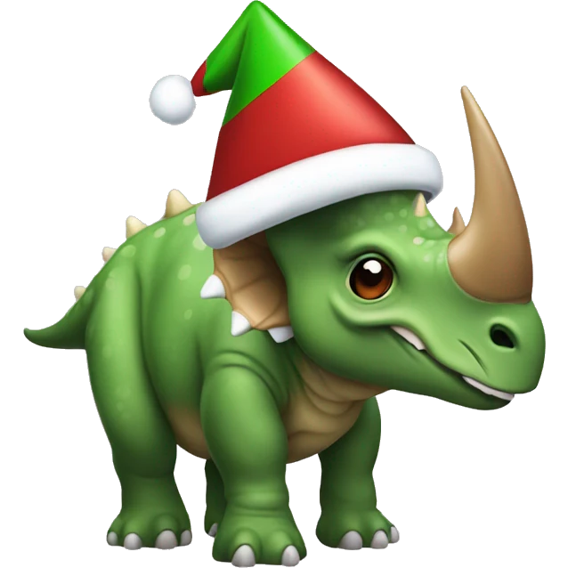 Triceratops with chirstmas hat emoji