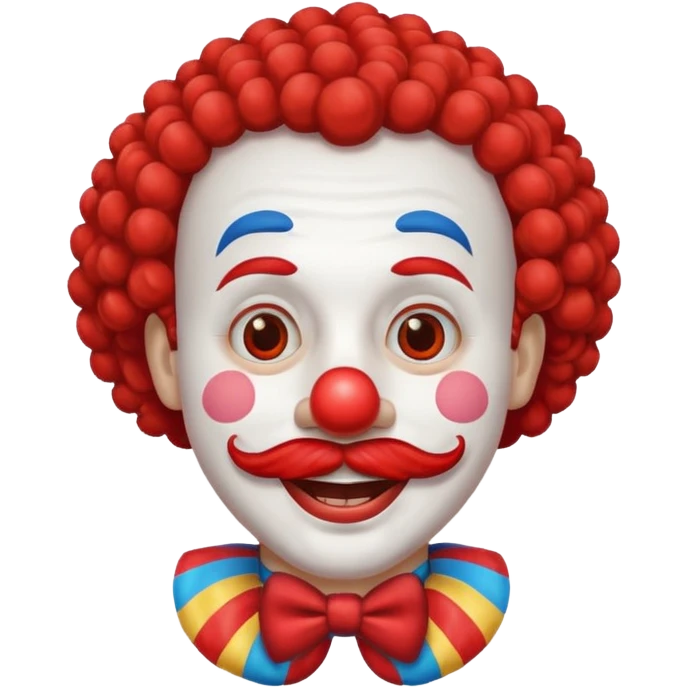 Classic clown — curly mustache, red nose emoji