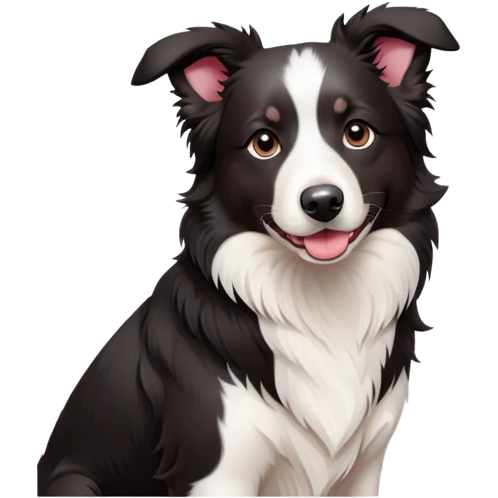 A cute  little  Black and white Border Collie and cherry blossom emoji