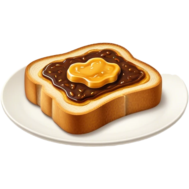 Vegemite on Toast Cinematic Realistic Vegemite on Toast Dish Emoji, depicted as a toasted slice of bread generously spread with Vegemite, rendered with warm textures and crisp details that capture its uniquely Australian flavor. emoji