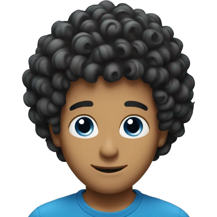 blue spiral in guy black affro hair emoji
