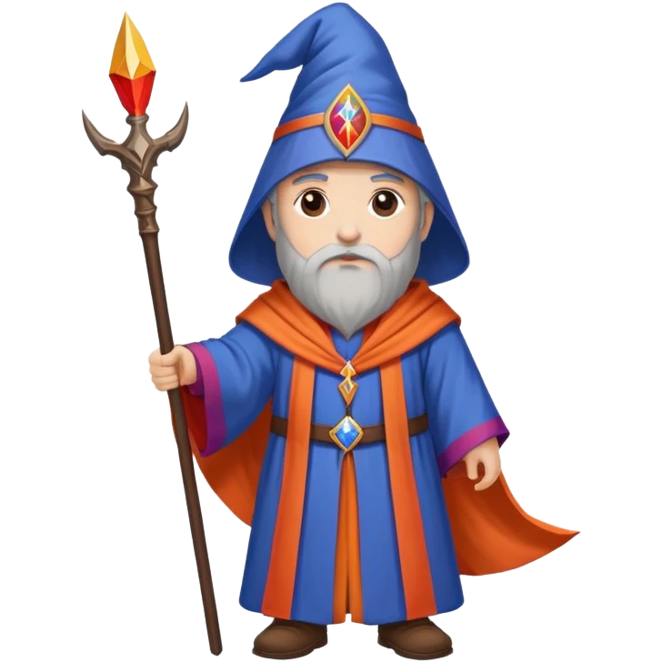 Wizard with Armenian flag colors (red, blue, and orange) on robe, holding a staff emoji