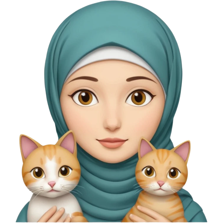 wanita berhijab dan kucing emoji