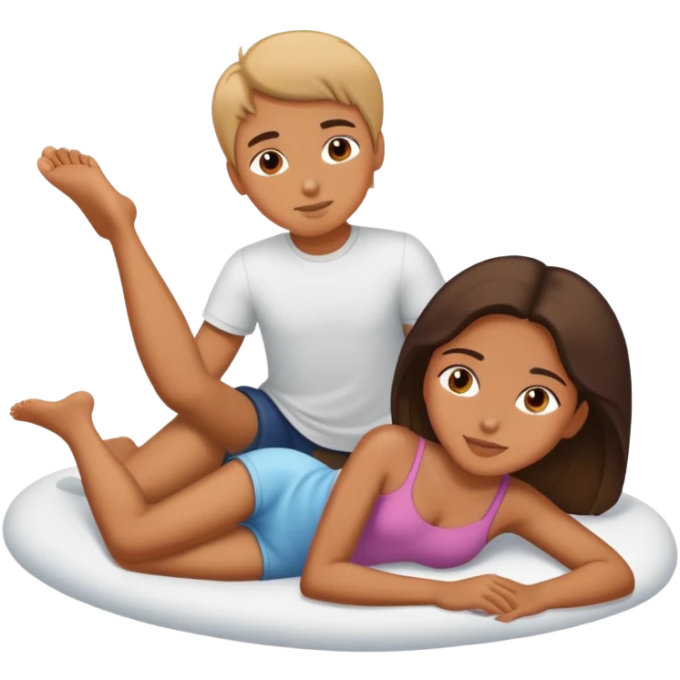 a girl laying down and a boy  emoji