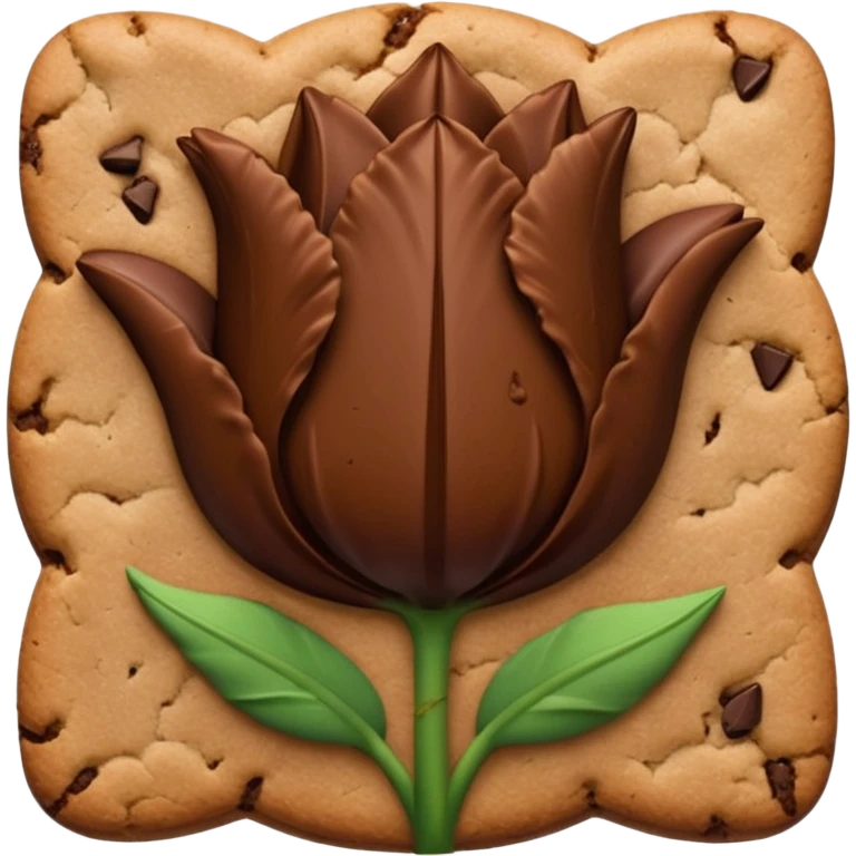 brown emojis of cookie, tulip, leaf, chocolate separately  emoji