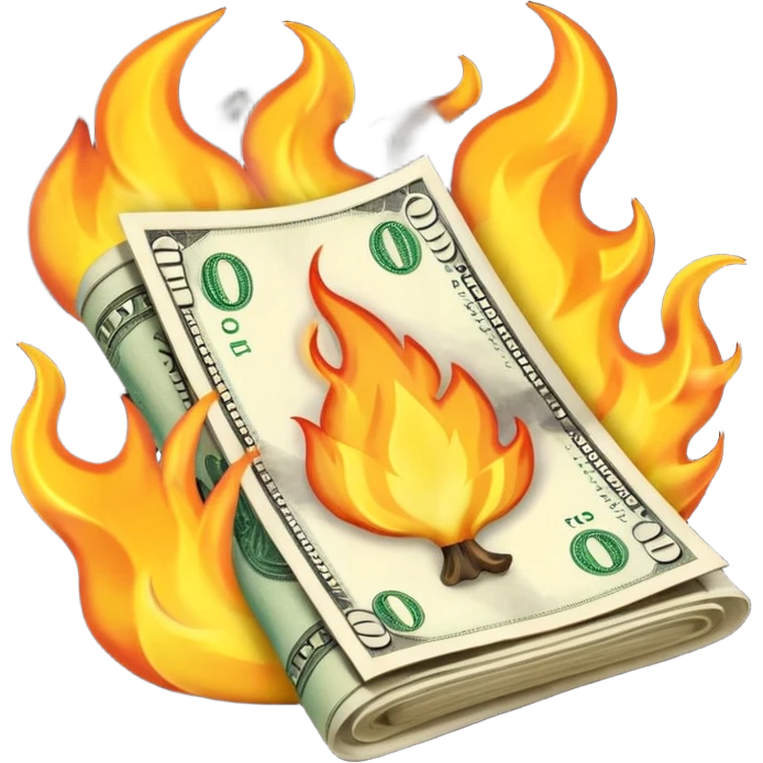burning one money emoji