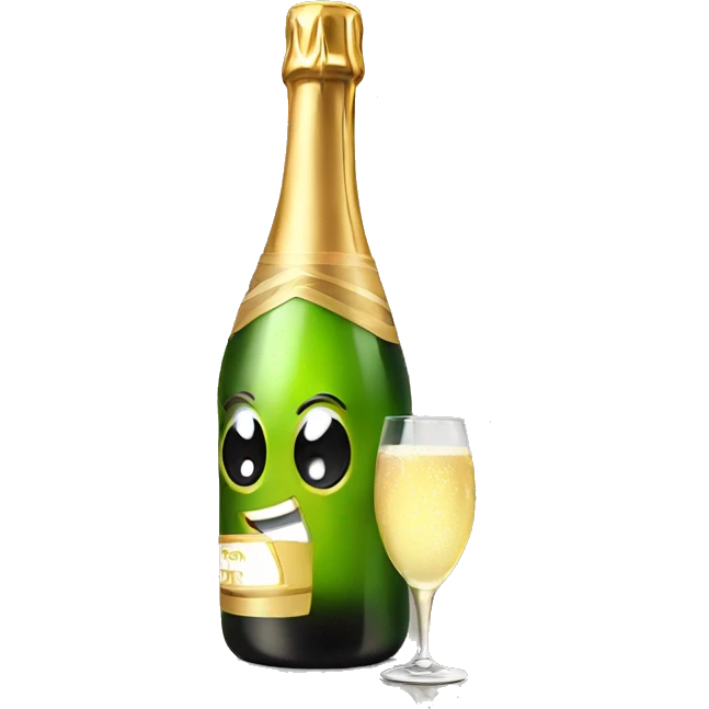 smiley emoji drinking from a champagne bottle emoji