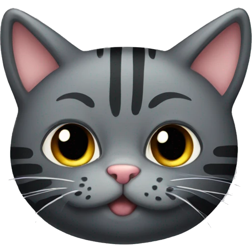 dark grey chubby cat with stripes  emoji