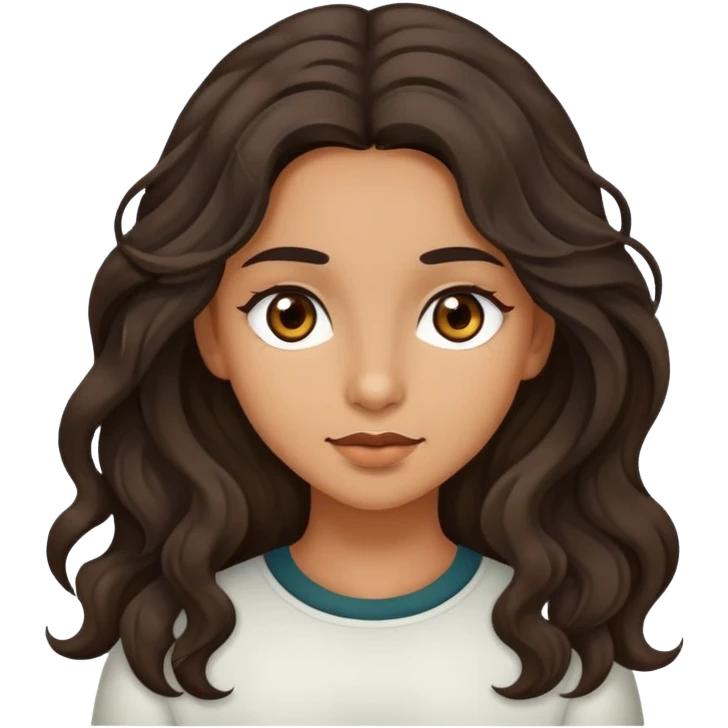 Girl with olive skin, brown eyes and dark wavy long hair emoji