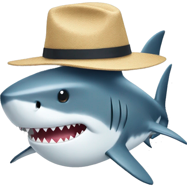 shark wit hat emoji