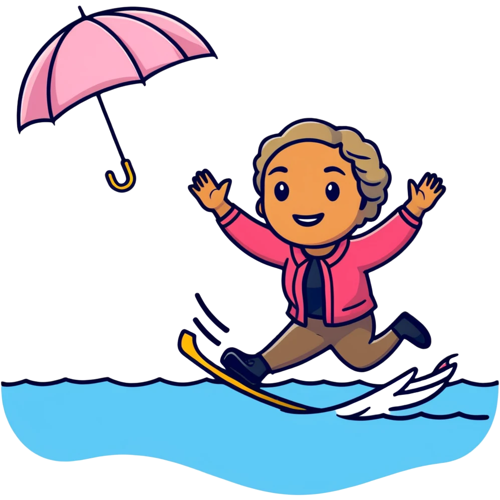 Rosa Parks jumping over a river emoji