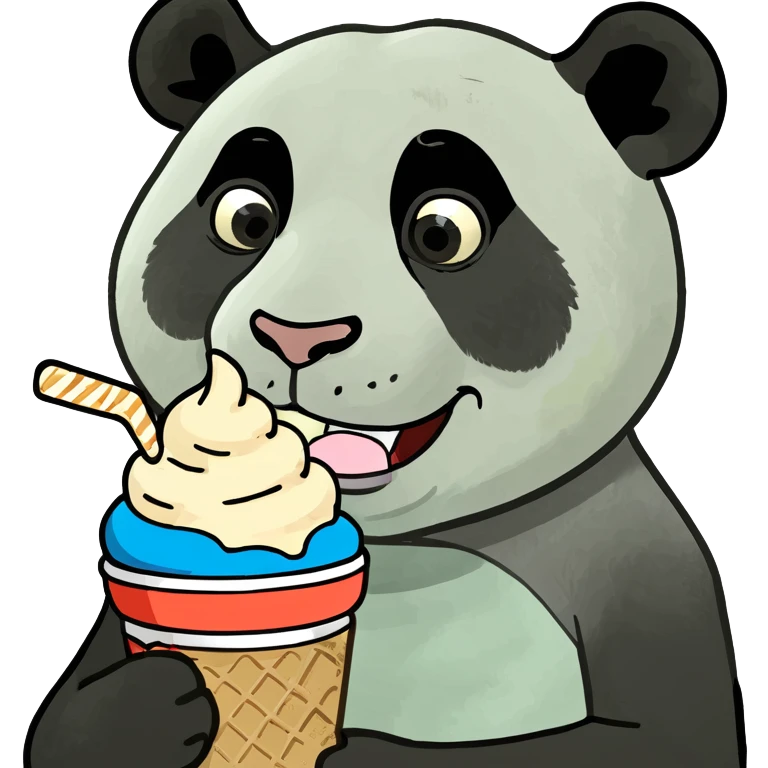 Panda eating ice cream emoji