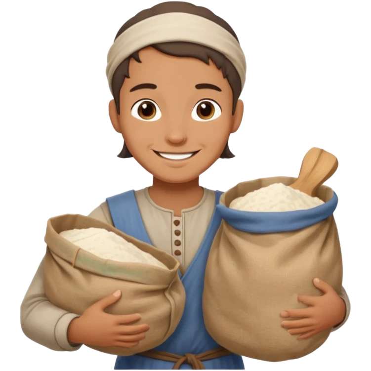 miller with flour sack in Medieval Villagers emoji