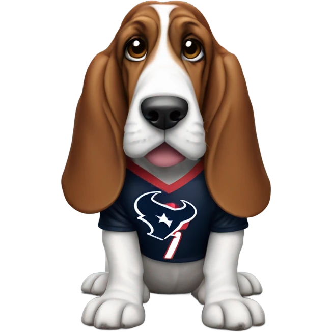 Basset-Hound wearing a Houston Texans jersey emoji