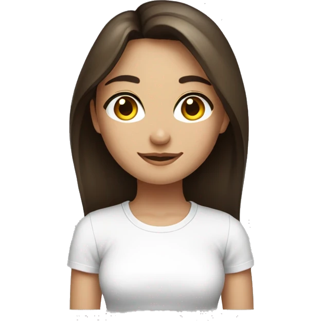 face, contrast, light, brunette woman, hazel eyes, dark gradient hair, white t-shirt emoji