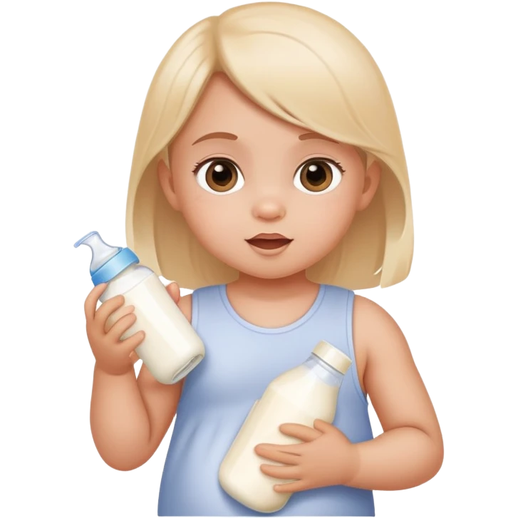 Sassy baby girl with a baby bottle of milk emoji