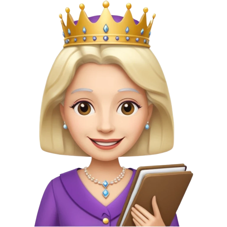 The Queen holding a notepad emoji
