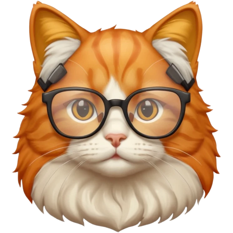 Orange cat wearing nerdy square glasses. emoji