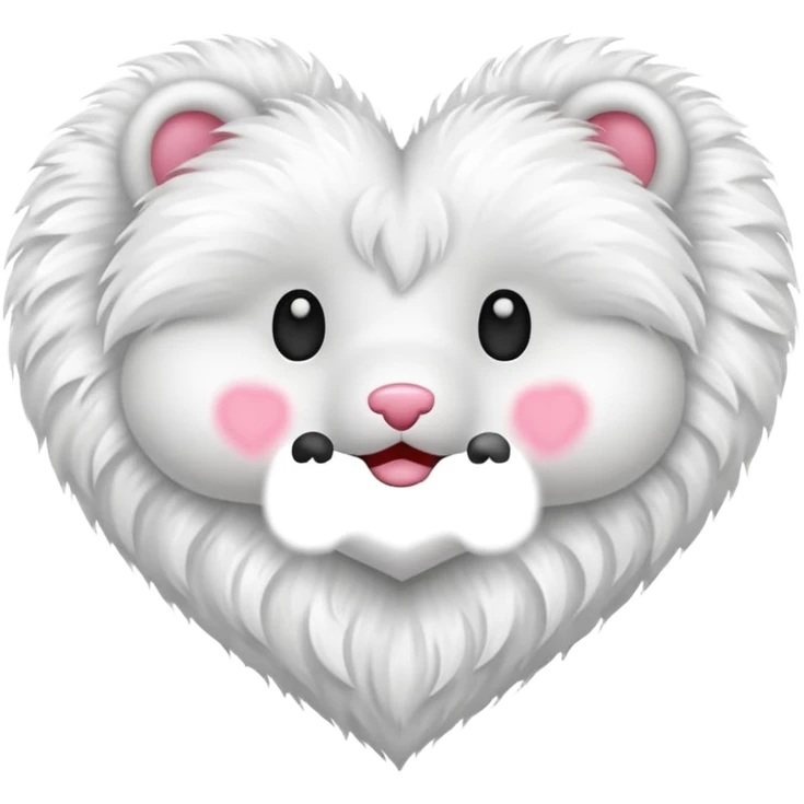 white fur heart, large details emoji