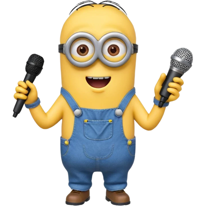 Minions singing, with micro emoji