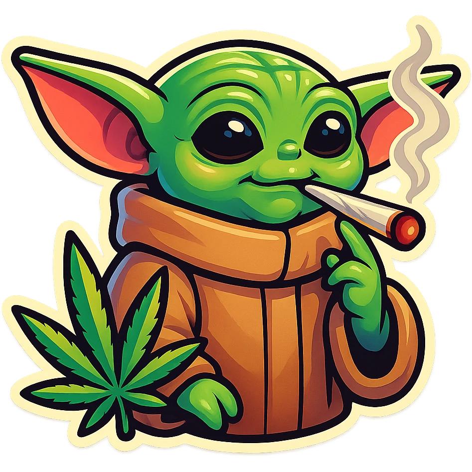 baby yoda smoking cannabis emoji