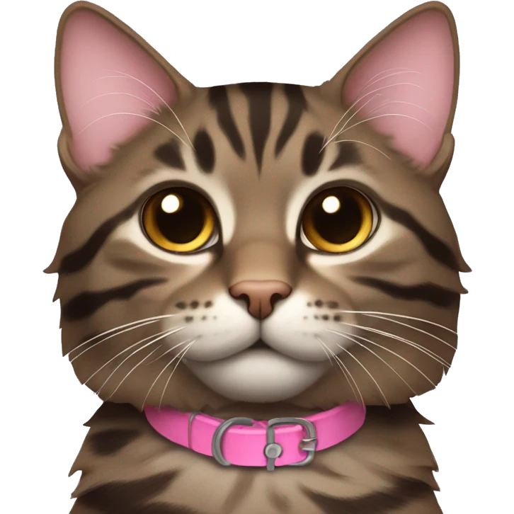  dark brown tabby pink collar emoji