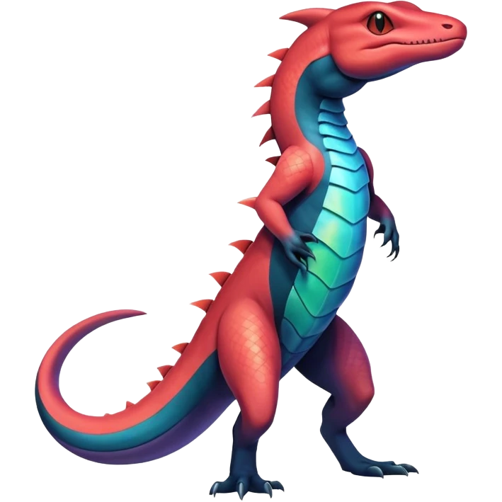 Colorful Iridescent Exotic Salandit-Aurorus-Salazzle-Salamence-Fakémon-hybrid-creature (full body)  emoji