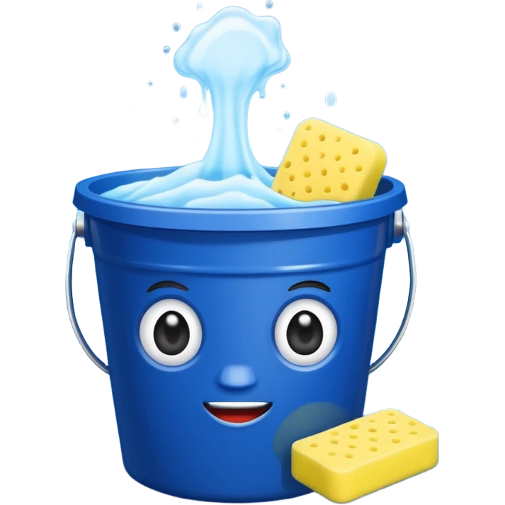 I want emoji with dark blue bucket that is filled with dtergent nd hace car wash sponge in yellow color emoji