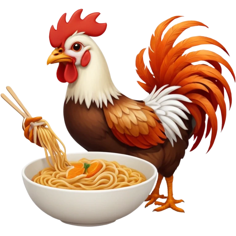 rooster eating noodle emoji