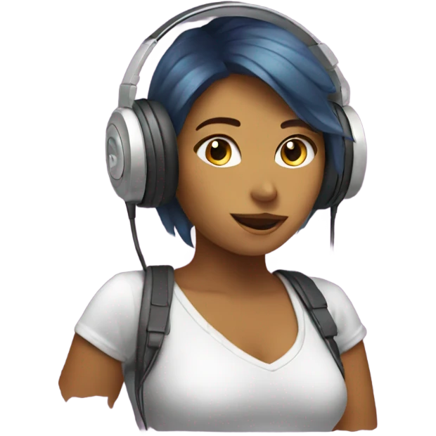 a chick with headphones and its vibing emoji