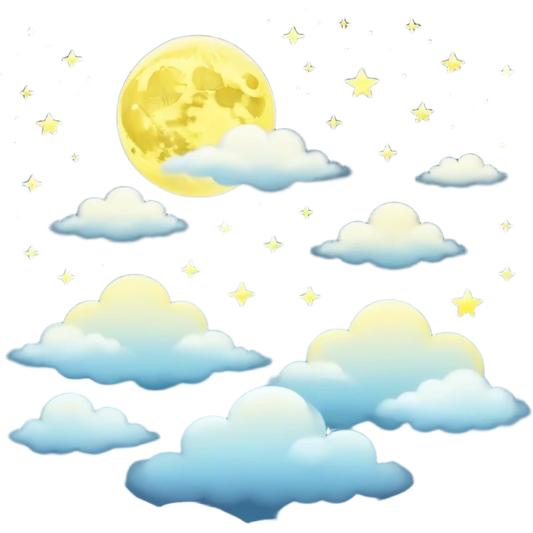 Yellow Moonlight and mini cloud left and right side with beautiful night finish  emoji
