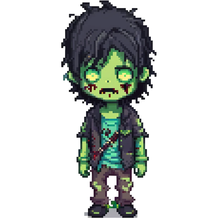 boy zombie with black hair, emo style emoji