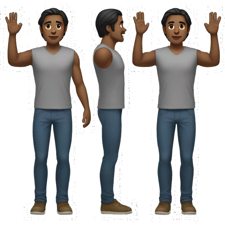 American man (full-body) (both arms raised) (straight hair) emoji